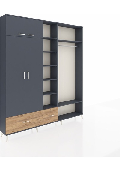 Arges Dolap 12 Raflı 2 Çekmeceli 2 Askılı 220x30x243 Antrasit-antrasit/çam Antrasıt/atlas Çam Arges Dolap 12 Raflı 2 Çekmeceli 2 Askılı 220x30x243 Antrasit-antrasit/çam Antrasıt/atlas Çam