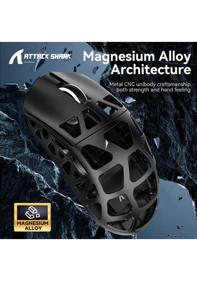 R3 Magnezyum Alaşımlı Kablosuz Gaming Mouse 46g Ultra Hafif, Pixart Paw3395 Sensör, 8k Tepki Hızı, Bt/2.4g/kablolu Üçlü Mod, 26000 Dpı Ayarlanabilir, Windows/xbox/ps Uyumlu - Black