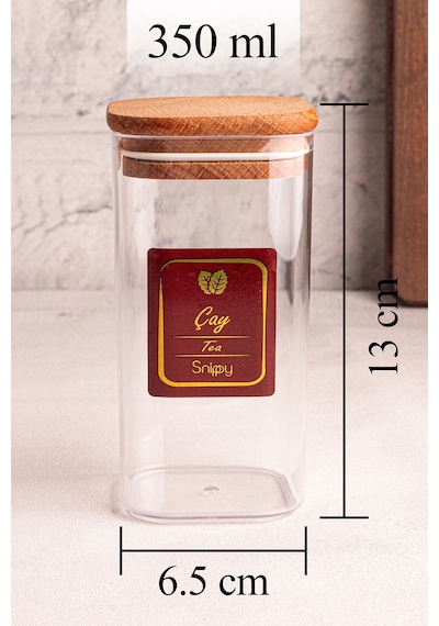 Snippy Boxy - 12'li Ahşap Vakumlu Kapaklı Etiketli Baharatlık Takımı 350 Ml - Erzak Saklama Kabı Seti Ahşap