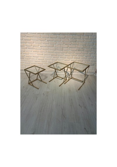 Şeffaf Camlı, Metal Zigon Sehpa Çok Renkli - 922789506 Çok Renkli