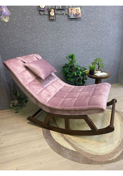 Asedia Asedia Miskin Ceviz Pembe Sallanan Sandalye Dinlenme Koltuğu