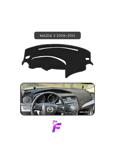 Mazda 3 2009-2013 Araca Özel Torpido Örtüsü Ön Göğüs Kılıfı Tam Koruma Oto Aksesuar Td36 Siyah