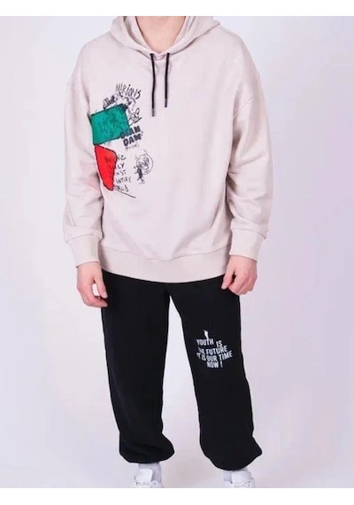 Marions Çocuk Family World Yazıılı Kapüşonlu Sweatshirt-13545 Ekru Marions Çocuk Family World Yazıılı Kapüşonlu Sweatshirt-13545 Ekru