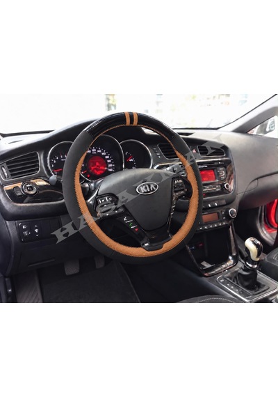 Kia Ceed Sportswagon Dikme Direksiyon Kılıfı Parlak Siyah Taba Detaylı Taba Çift Yüzük Ve Dikiş 2012-2018