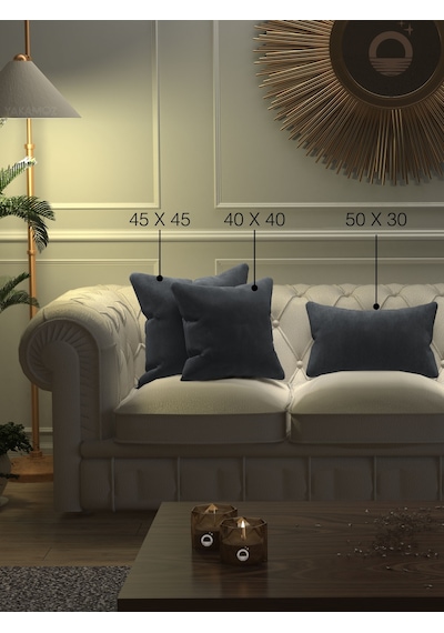 Karanlık Gri Kırlent , Yastık Kılıfı Kadife Görünümlü Velvet Touch Serisi Karanlık Gri