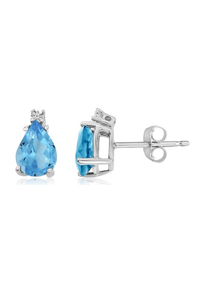 Pırlanta Altın Blue Topaz Damla  Küpe