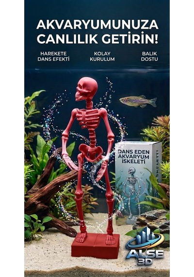 Alse Dans Eden Akvaryum İskeleti 2'li Set - Akvaryumunuzda İkili Eğlence Kırmızı