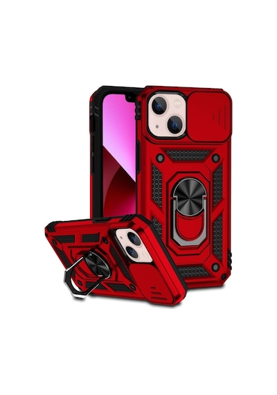 Apple Uyumlu iPhone 14 Plus Kılıf Tank Aramid Sürgülü Vega Yüzüklünano