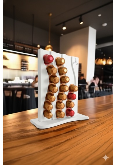 Nespresso Uyumlu Kahve Kapsül Tutucu Kutusu Standı Beyaz