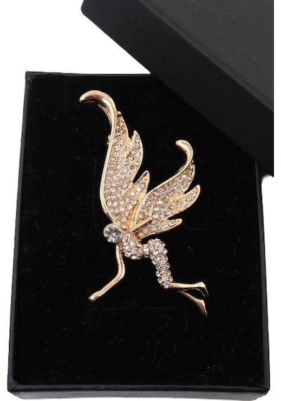 Melek Broş. Taşlı Tasarım Broş, Gold Melek Broş. Yaka İğnesi Broş. Kadın Broş. Broş. Gold