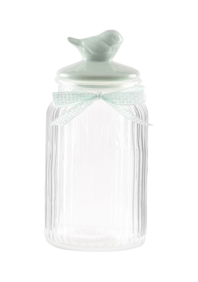 Madame Coco Kuşlu Kavanoz Silindir - Mint Yeşili - 1300 Ml 8684427063545 Yeşil