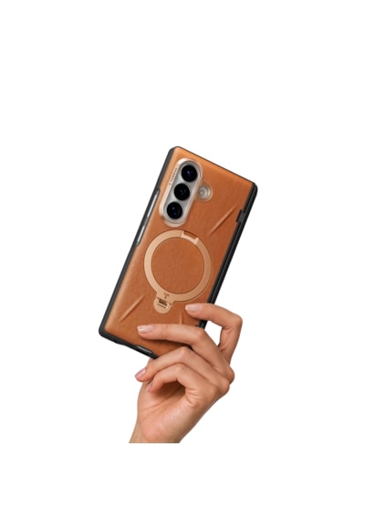 Torras Samsung Galaxy Uyumlu Z Fold 8 Ultra Ostand Q3 Vegskin 2 Adet Ekran Koruyuculu Magsafe Kılıf Kahverengi