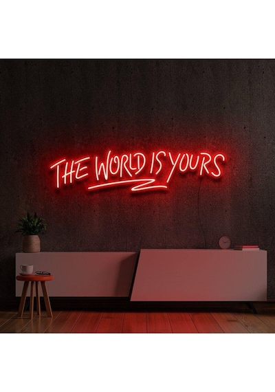The World Is Yours Yazılı Neon Tabela Kırmızı