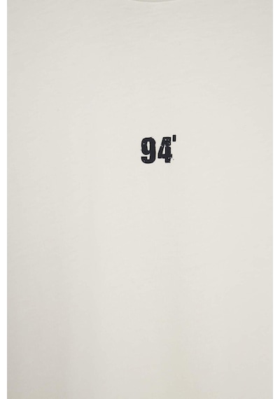Defacto Boxy Fıt Slogan Desenli Bisiklet Yaka Atlet H3629ax26smer105 Ekru-er105