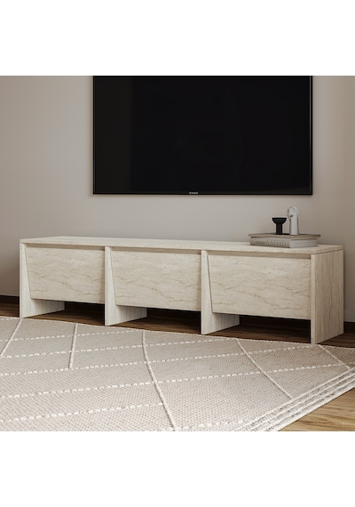 Laris 160 Cm 3 Kapaklı Tasarım Tv Sehpası Traverten