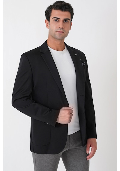Comfort Fit Esnek Rayon Pamuk Karışım Torba Cepli Siyah Blazer Ceket C 744 Comfort Fit Esnek Rayon Pamuk Karışım Torba Cepli Siyah Blazer Ceket C 744