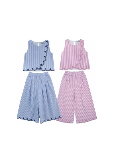 Kız Çocuk Nakışlı Bluz Ve Pantolon Takım Pembe
