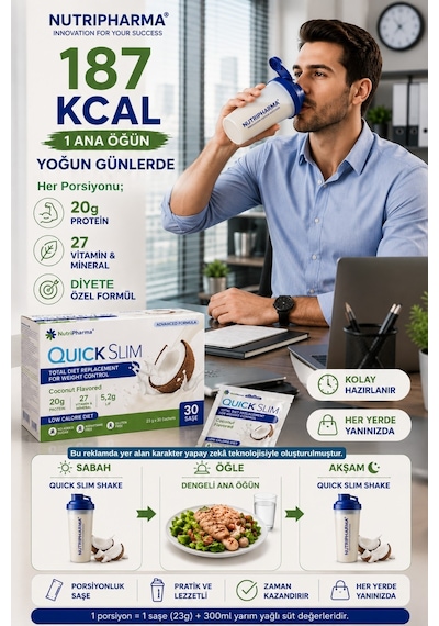 Quick Slim Öğün Yerine Geçen Shake-hindistan Cevizi-30 Saşe