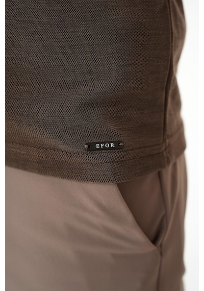 Efor Slim Fit Düğmeli Polo Yaka Pamuklu Koyu Vizon Tişört Ts 879 Vizon
