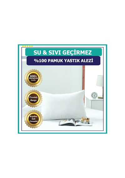 Suvay Su Sıvı Geçirmez Pamuklu Fermuarlı Terletmeyen Yastık Koruyucu Alez Kılıf 2 Adet