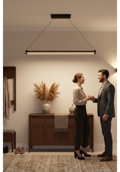 Mira Rose Gold Lineer Led Sarkıt Avize Kumandalı Dim Edilebilir Aşağı Işık Doğal Işık