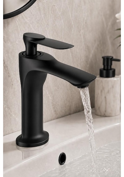 Lava Kısa Lavabo Bataryası Mat Sıyah Mat Siyah