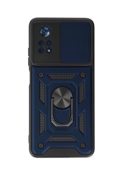 Xiaomi Poco X4 Pro 5g Uyumlu Kılıf Pars Lens Yüzüklü Silikon - Lacivert