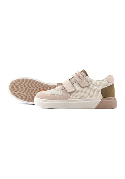 Rakerplus Hakiki Deri Nubuk Çift Cırtlı Çocuk Sneaker Spor Ayakkabı Vizon