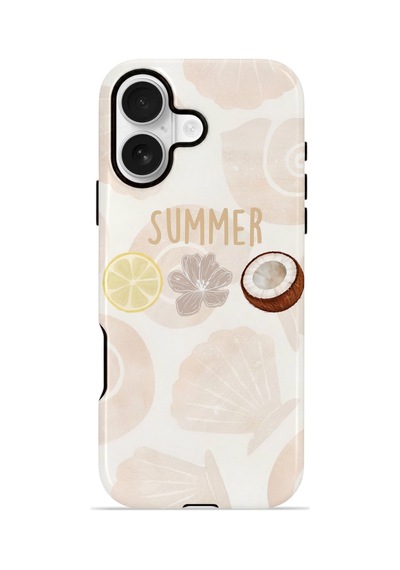 Apple iPhone Uyumlu 16 Vorian Çift Katmanlı Kılıf Coconut Summer Notes