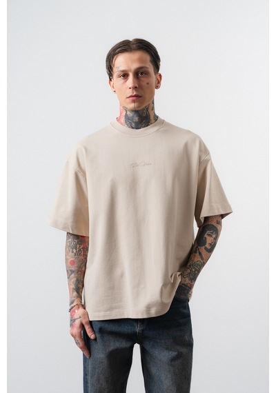 Respire Erkek Da Vinci The Last Supper Baskılı Oversize T-shirt Bej