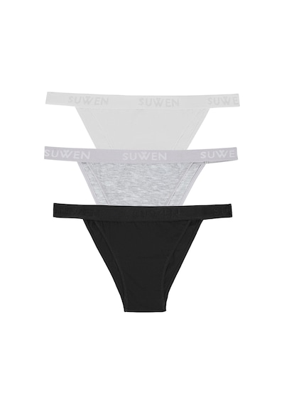 Suwen 3 Lü Pamuklu Slip Külot St0045601863 Siyah - Gri - Beyaz