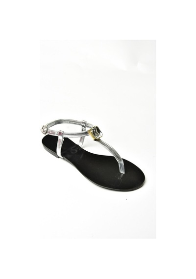 Fox Shoess272095209 Gümüş Parmak Arası Kadın Sandalet Gümüş