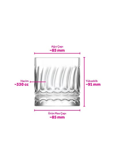 Lav Wave Cam Viski Bardağı 6'lı 330 ml (Meşrubat/Kokteyl Bardağı )