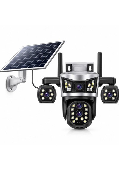 Dobest 4g Sım Kartlı 4k 5 Lensli 8x Zoom Ptz Solar Güvenlik Kamerası V380 Pro Güneş Enerjili Dış Mekan Kamera
