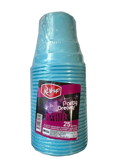 Roll-up Plastik Renkli Bardak Açık Mavi 25 Adetli Diğer