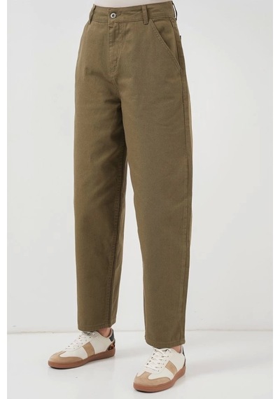 Defymoda 6703 Yüksek Bel Kot Pantolon - Haki Haki