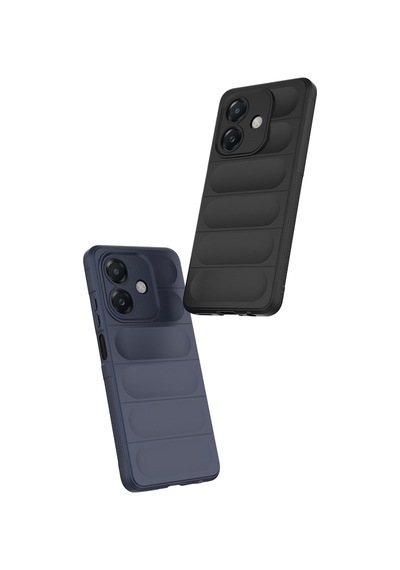 Oppo A3 Kılıf Kamera Korumalı Esnek Silikon Parmak Şeritli Pazarplus Lacivert