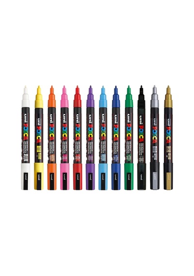 Uni Posca Markör Kalem 3m Set 0.9-1.3 Mm Keçe Uçlu 12'li Set
