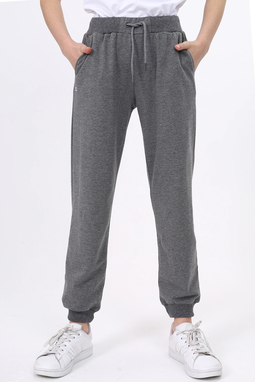 Kız Çocuk Baskılı Beli Paçası Ribanalı Cepli Basic Jogger Eşofman Altı 2 İplik Antrasit Melanj Kız Çocuk Baskılı Beli Paçası Ribanalı Cepli Basic Jogger Eşofman Altı 2 İplik Antrasit Melanj
