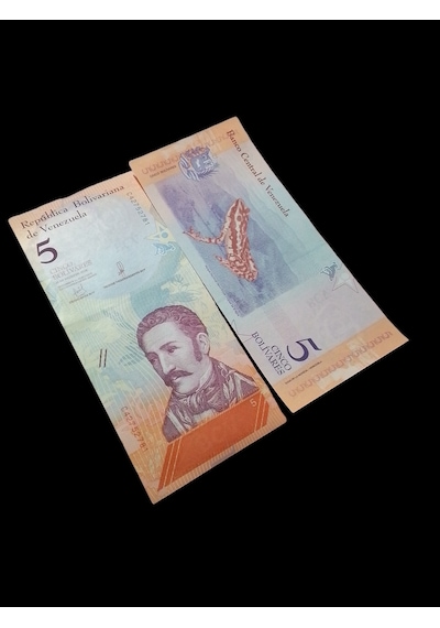 Venezuela 5 Bolivar Eski Koleksiyon Yabancı Kağıt Para Eski Para