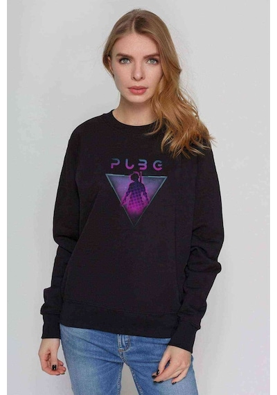 Pubg Baskılı Siyah Kadın Sweashirt (534637629)