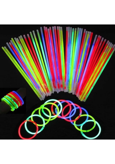 Hsmarket Glowstick Bileklik Neonlu Fosfor Bileklik 50 Adet