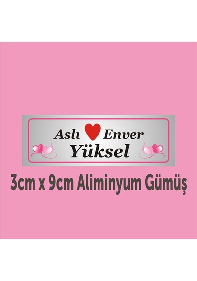 Model 2 , Kişiye Özel Kapı Isimliği Aliminyum Parlak Levha 3cm X 9cm Ölçüsünde