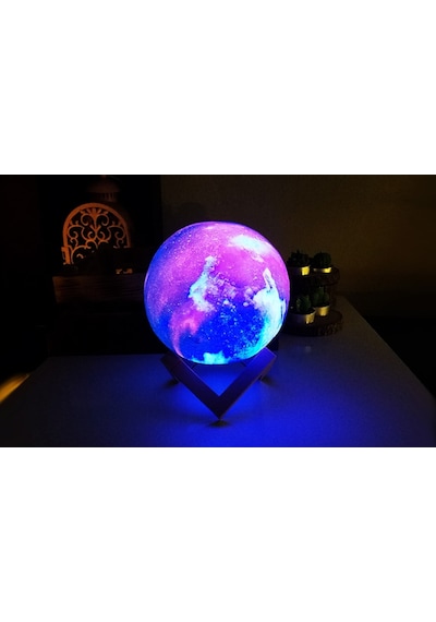 3D Galaksi Gezegen Gece Lamba 6 Renk Değiştirir 15Cm Çok Renkli