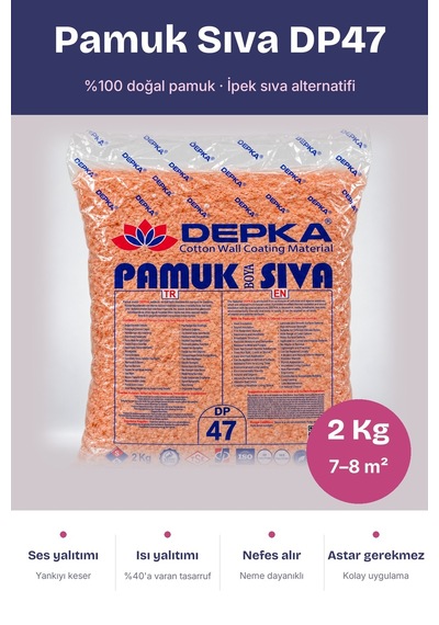 Depka Pamuk Sıva Dp47 2 Kg 7-8 M² İpek Sıva Alternatifi Isı Ve Ses Yalıtımlı Dekoratif Sıva
