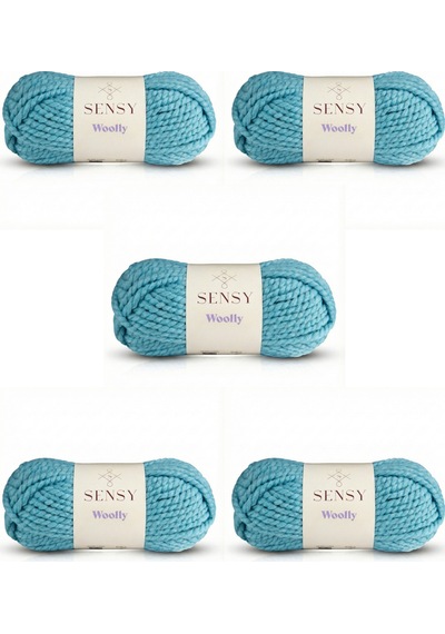 Sensy Woolly 5 Adet El Örgü İpi Atkı Bere Şapka İp Panço İpi Hırka İpliği Örgü İpi Bebe Mavisi