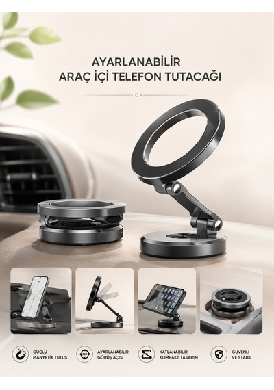 Araç İçi Telefon Tutacağı Manyetik Tasarım Ayarlanabilir Çokrenkli