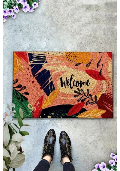 Pvc Colorful Leaves Kaymaz Taban Iç Ve Dış Kapı Önü Paspasları