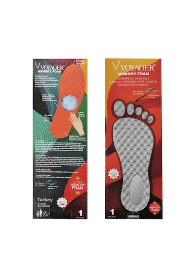 Voyager Memory Foam Terleme Yapmayan Özel Dizayn Ortopedik Tabanlık Gri