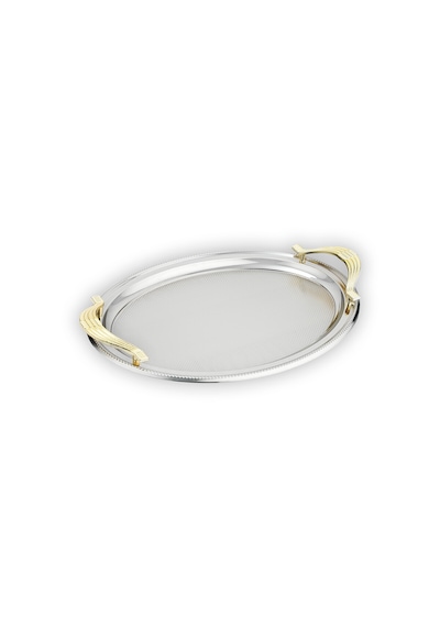 Schafer Ela 2 Li Oval Çay Tepsisi-platin01